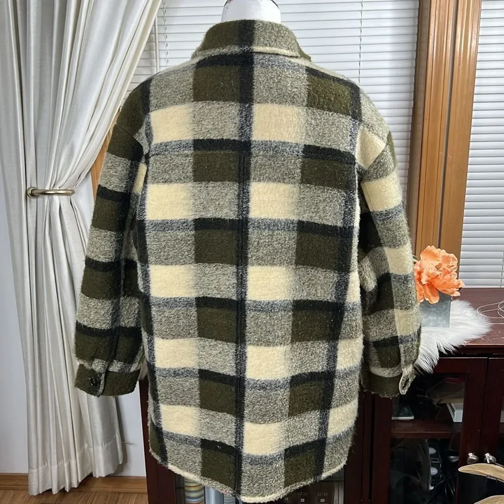 Madewell Belrose Shirt-Jacket in Maran Plaid Sz L - Picture 8 of 11